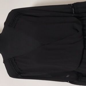 Trac Black V neck romper bell sleeve, large keyhole in back Sz 3X Gently loved